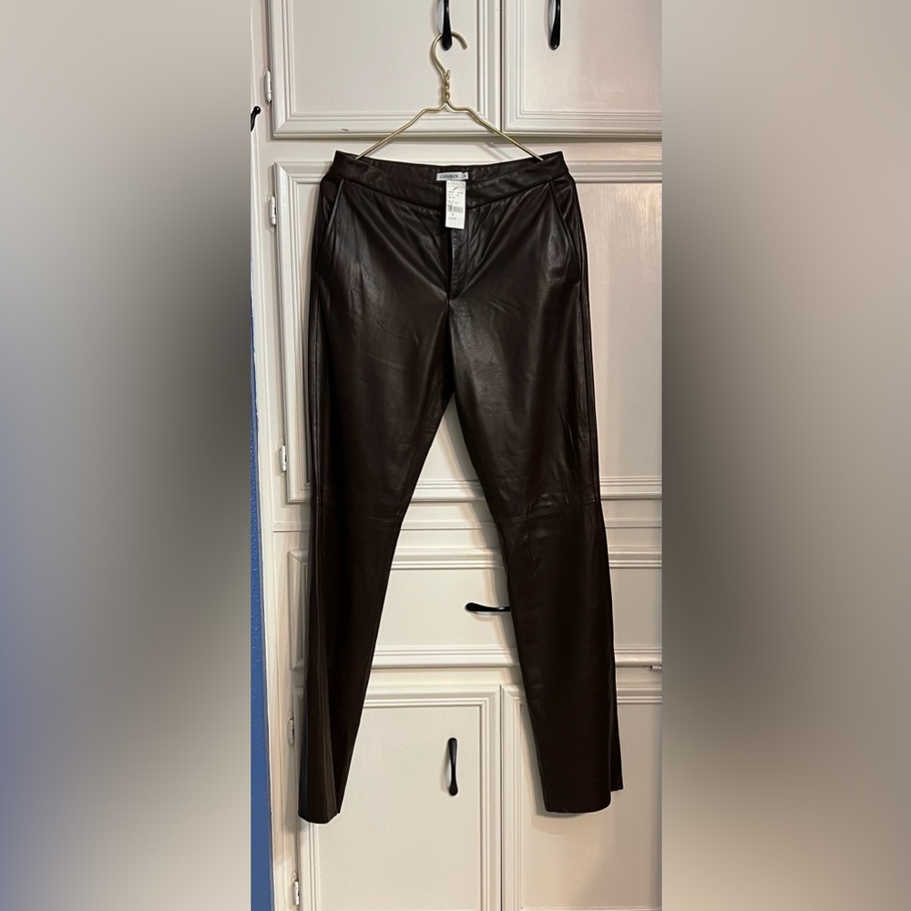 Barney’s Women's Brown Leather Pants - Tall
